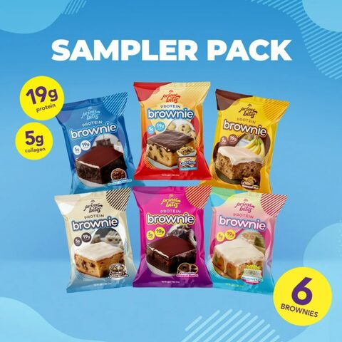 Sampler pack of six individually wrapped protein brownies